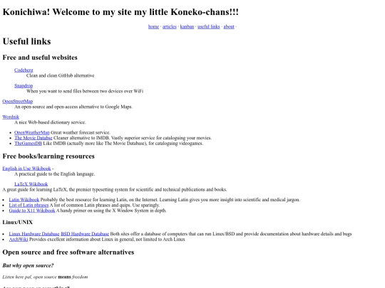 links screenshot