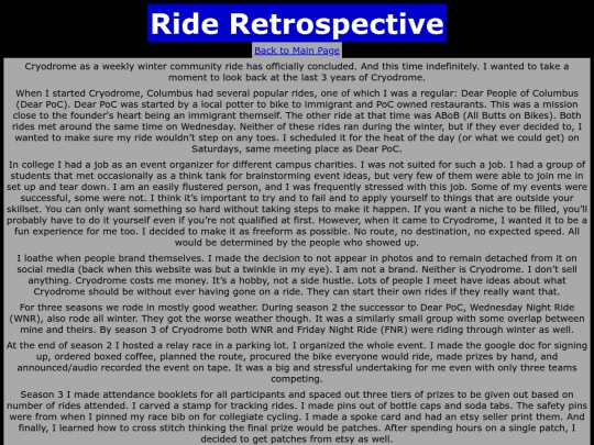 Cryodrome ride posts/retrospective screenshot