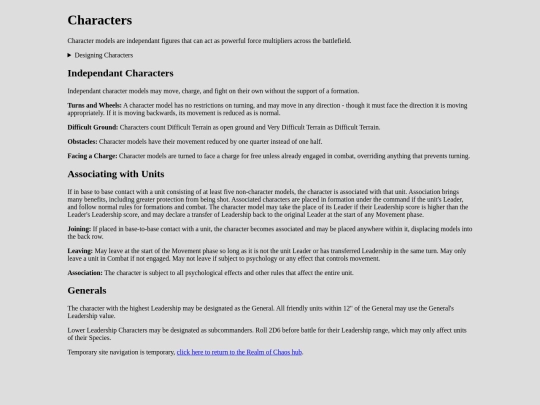 Realm of Chaos/characterrules screenshot