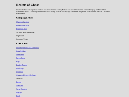 Realm of Chaos/menu screenshot