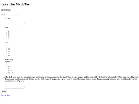 mathtest screenshot