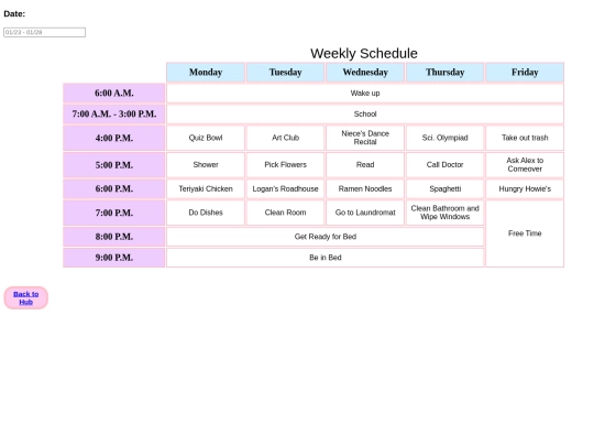 schedule screenshot