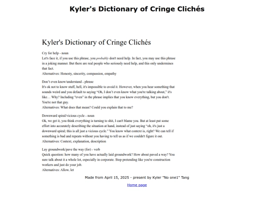 kylersdictionaryofcringecliches screenshot
