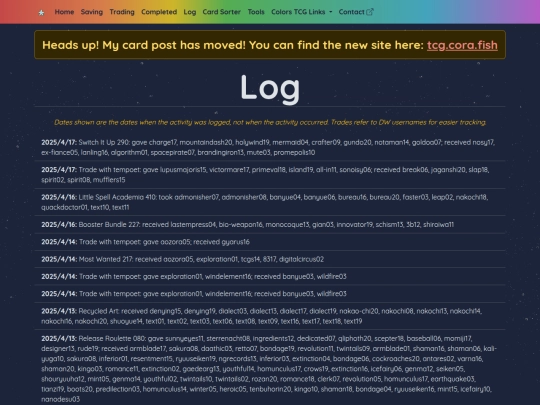 log screenshot