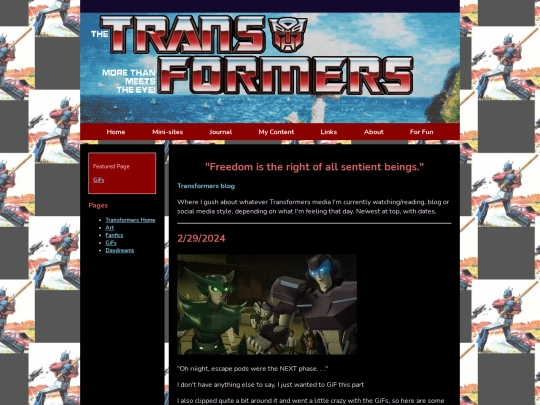 Transformers/Blog screenshot
