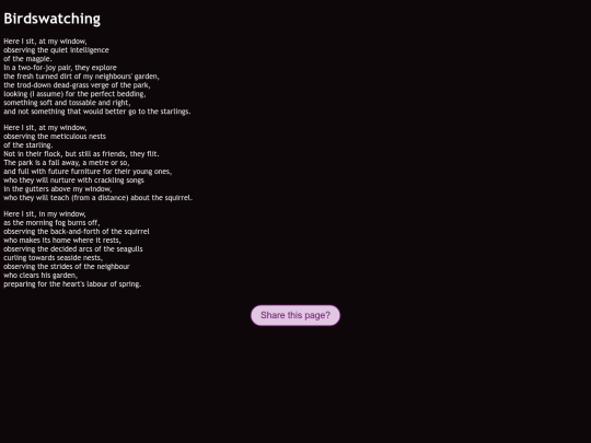 poetry/birdswatching screenshot