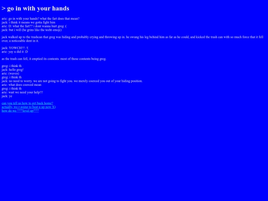 jackaric/epicwebquest/blue/greg/fight screenshot