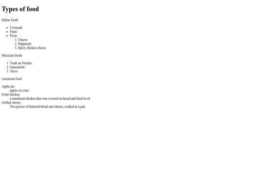 web design/foodlists screenshot