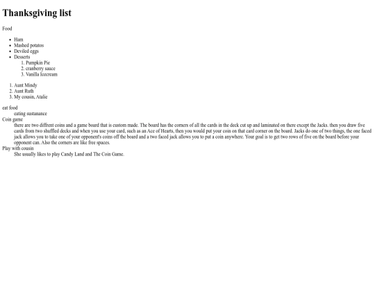 web design/thanksgivinglist screenshot