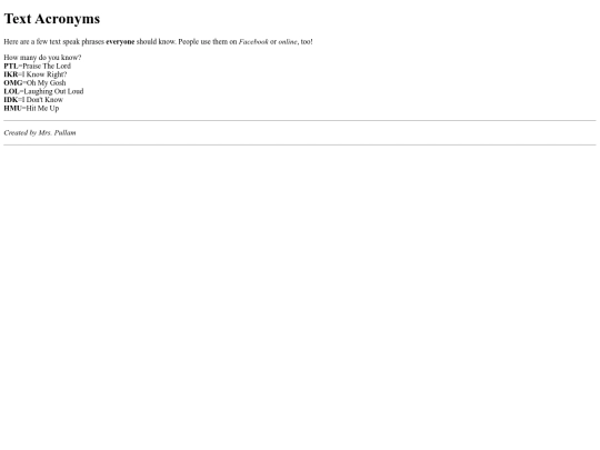 web design/txtspeak screenshot