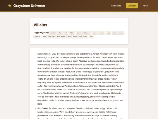 lorebook/villains screenshot