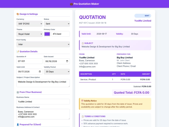 quotation-builder screenshot