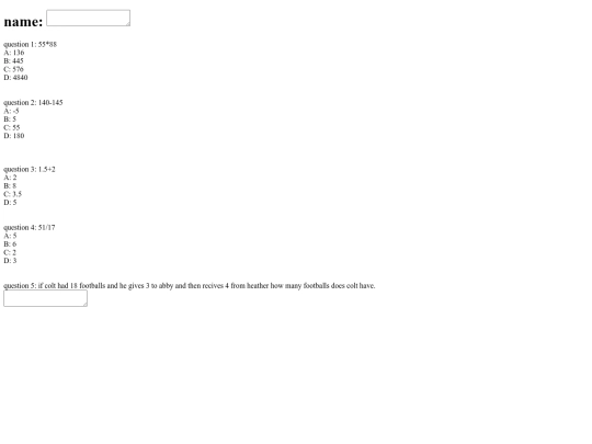 mathtest screenshot