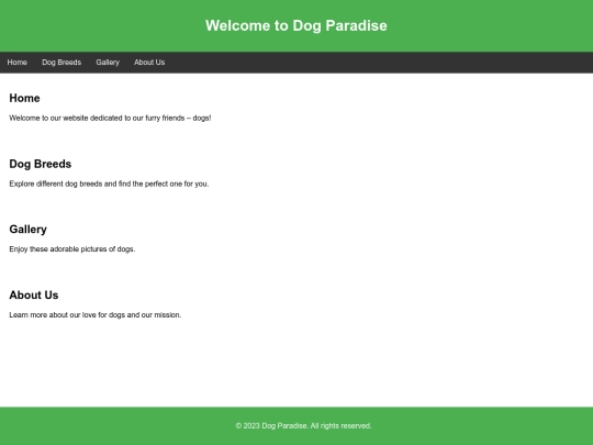 First website/dog screenshot
