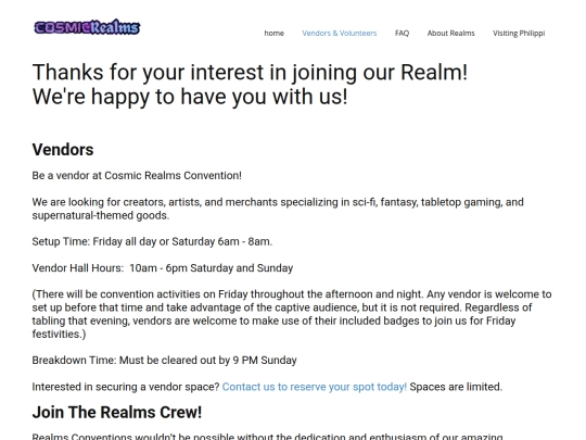 Vendors-and-Volunteers screenshot