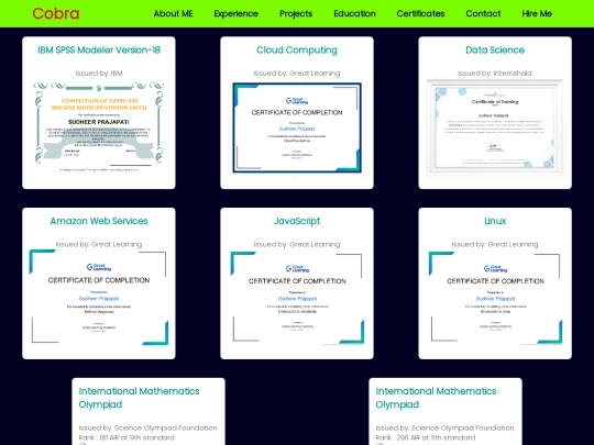Certificates screenshot