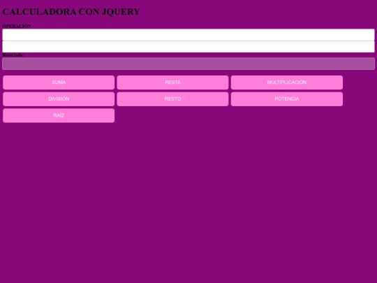 CalculadoraJQUERY screenshot