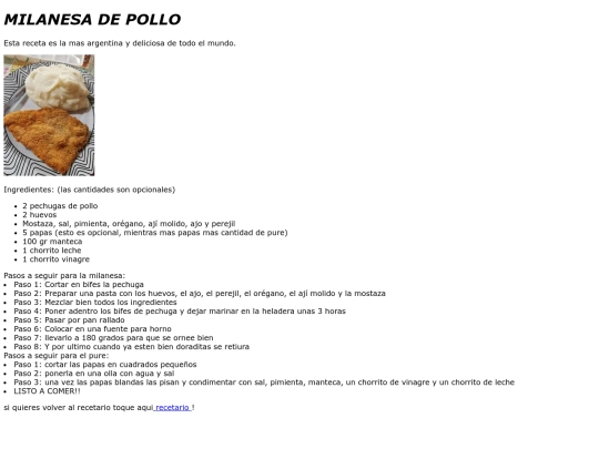 Recolectario/milanesadepollo screenshot