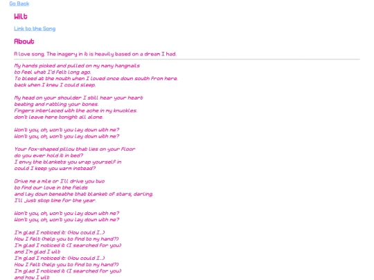 pages/wordage/lyrics/wilt screenshot