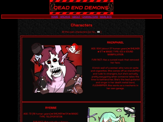 CHARACTERS screenshot