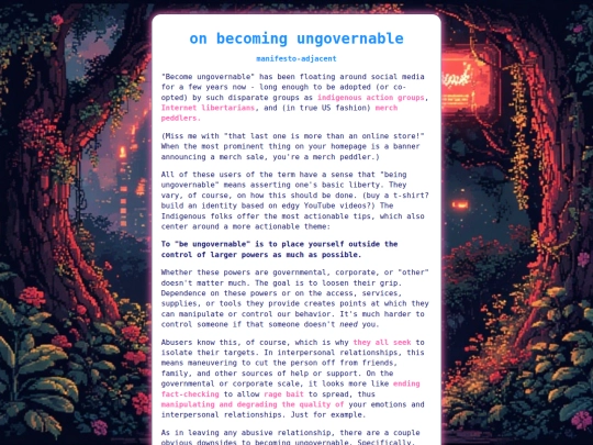 feral/ungovernable screenshot
