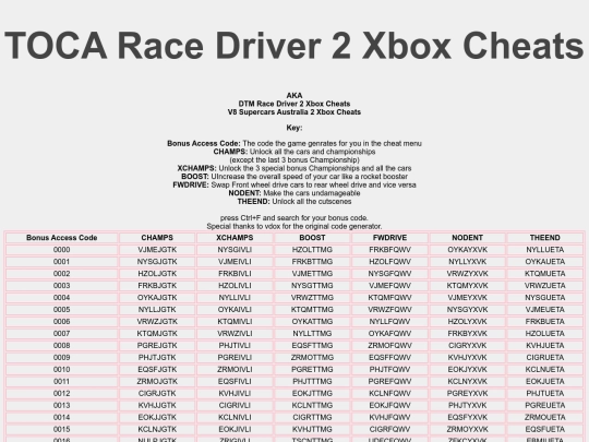 TOCA2XboxCheats screenshot