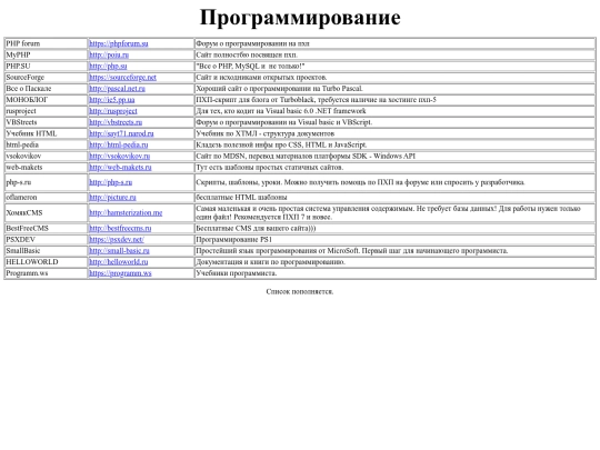 links/programming screenshot