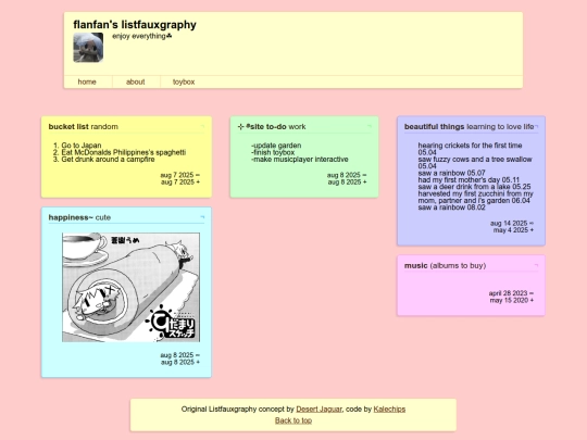 about/listography/listfauxgraphy-main screenshot