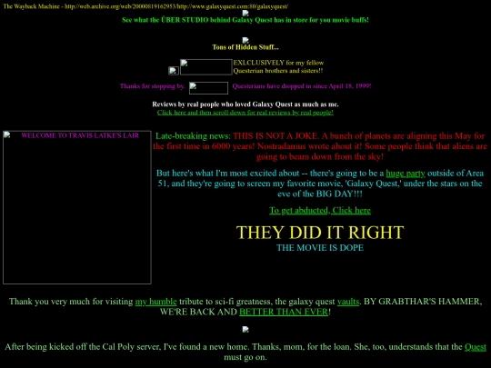 big fold/Welcome to Travis Latke's Galaxy Quest Vaults screenshot