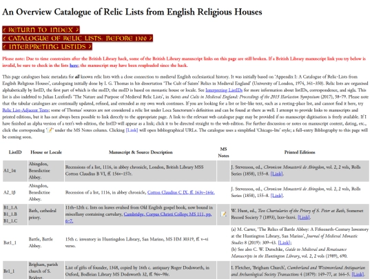 reliclists screenshot