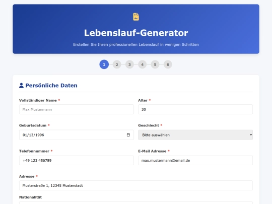 Lebenslaufersteller screenshot