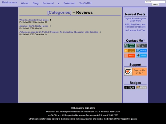Blog/Categories/Reviews screenshot
