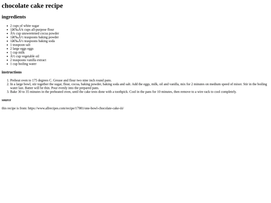 recipe- chocolate cake2 screenshot