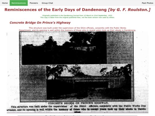 reminiscences/cementbridgeonprinceshighway screenshot
