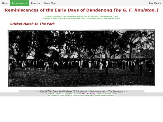 reminiscences/cricketmatchinthepark screenshot