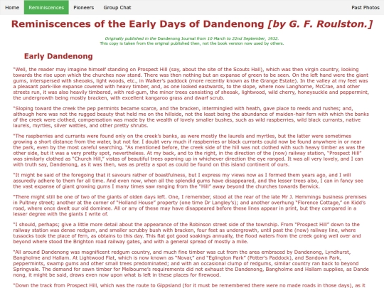reminiscences/earlydandenong screenshot