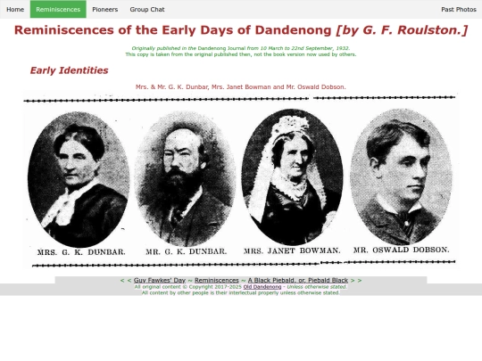 reminiscences/earlyidentities screenshot