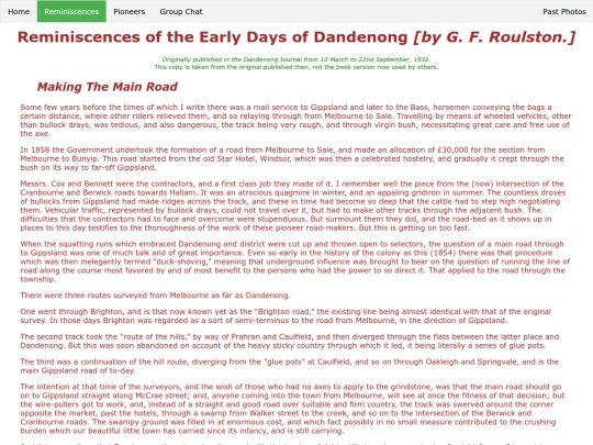 reminiscences/makingthemainroad screenshot