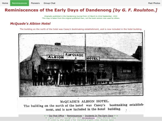 reminiscences/mcquadesalbionhotel screenshot