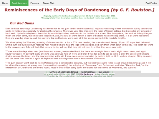 reminiscences/ourredgums screenshot
