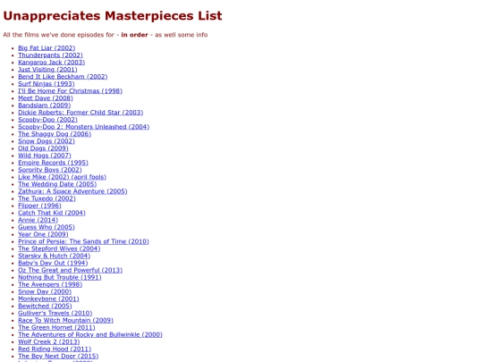 UnappreciatedMasterpiecesList screenshot