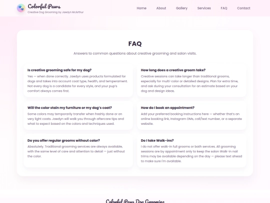 faq screenshot