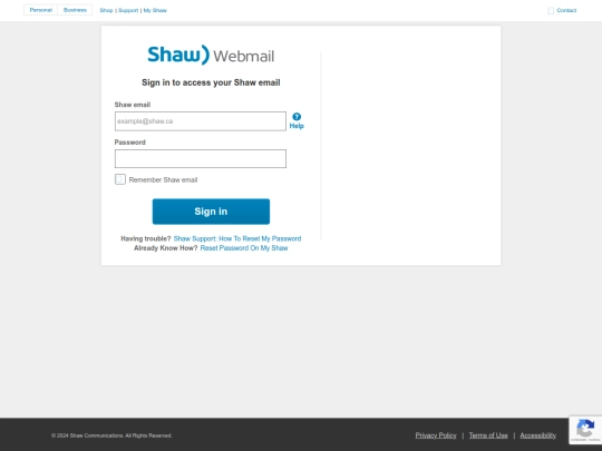 cln/Sign in · Shaw screenshot
