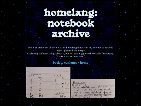 conlangs/homelang/archive screenshot