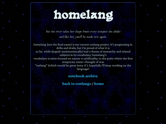 conlangs/homelang/homelang screenshot