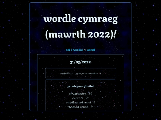 wordle/cymraeg/mawr22 screenshot
