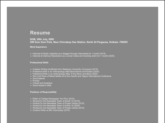 resume screenshot
