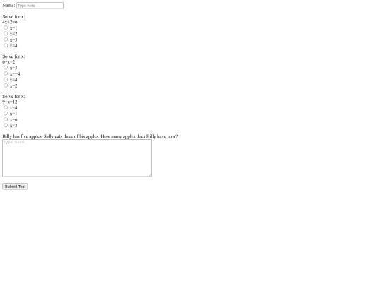 math-test-form screenshot