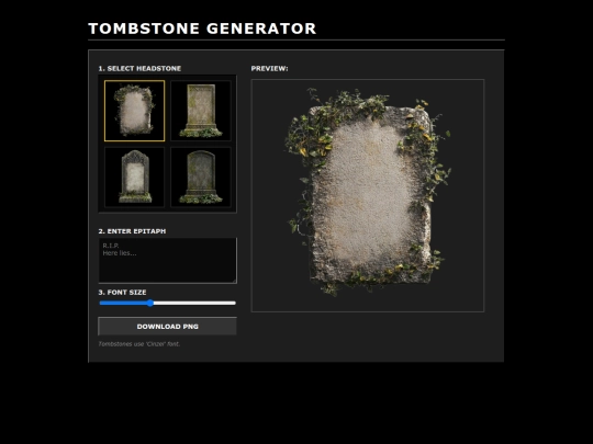 tombstonegenerator screenshot