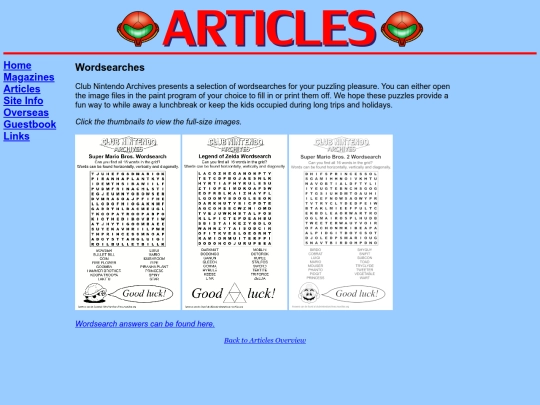 articles/puzzles/wordsearches screenshot